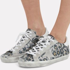 NIB Golden Goose Superstar Leopard Glitter Sneaks